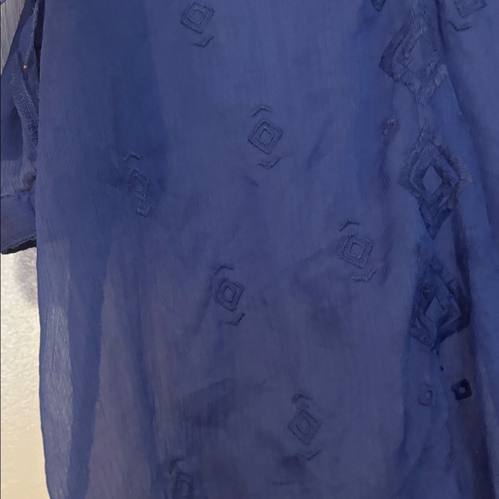 Old Navy Royal Blue Sheer Blouse - Picture 3 of 10